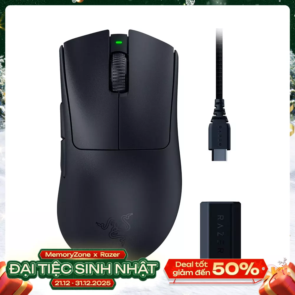 Chuột Gaming không dây Razer DeathAdder V3 Pro + HyperPolling Wireless Dongle Bundle