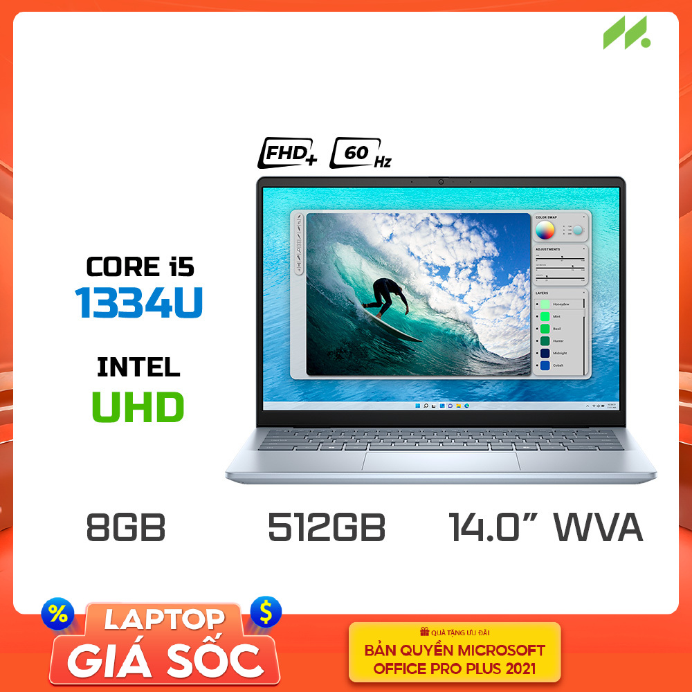 [DEMO]Laptop Dell Inspiron 14 5440 N5440-i5U085W11IBU (i5-1334U, UHD Graphics, RAM 8GB DDR5, SSD 512GB, 14 Inch WVA FHD+ 60Hz, Win 11/Office HS 21)