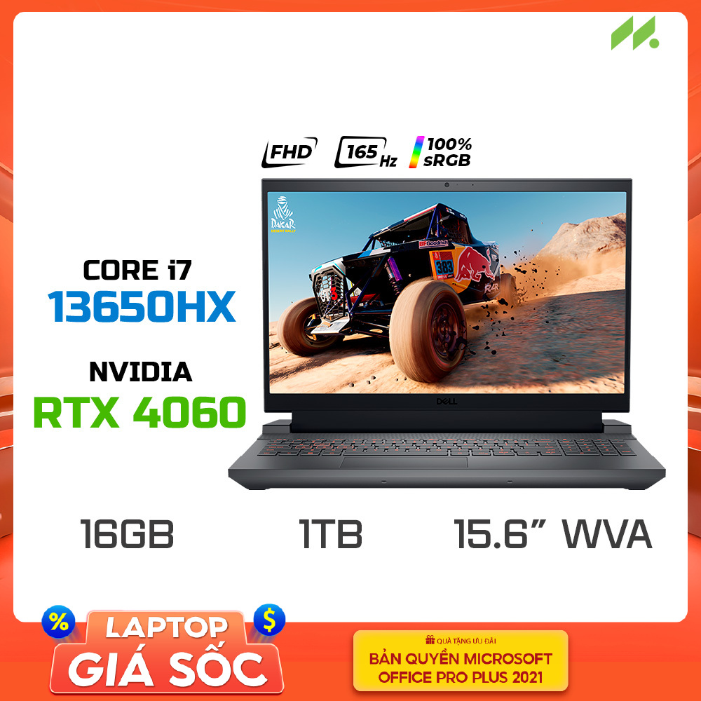 [DEMO]Laptop Gaming Dell Gaming G15 5530 i7HX161W11GR4060 (i7-13650HX, RTX 4060 8GB, RAM 16GB DDR5, SSD 1TB, 15.6 Inch WVA FHD 165Hz 100% sRGB)