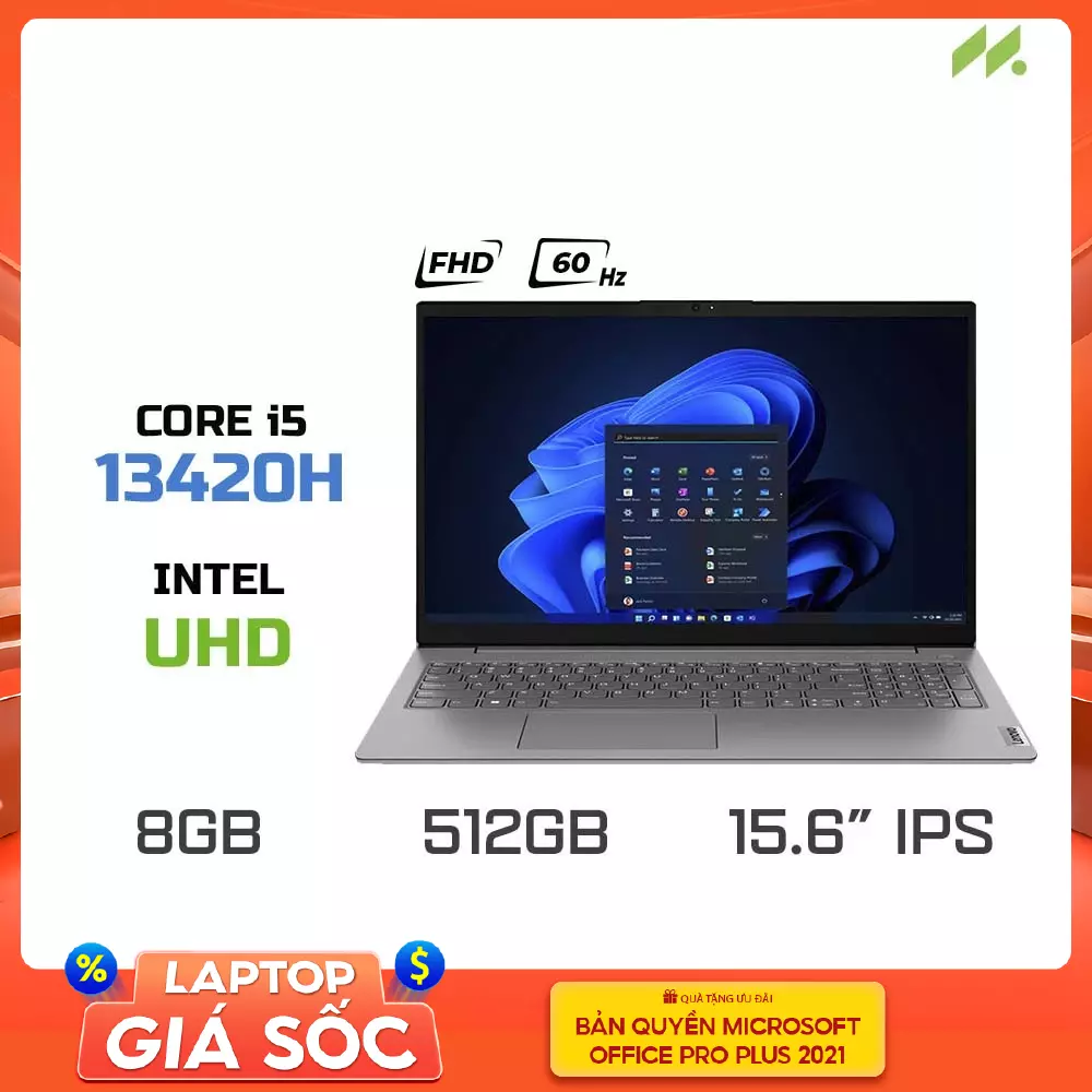 Laptop Lenovo V15 G4 IRU 83A100FYVN (i5-13420H, RAM 8GB DDR4, SSD 512GB, 15.6 Inch IPS FHD 60Hz)