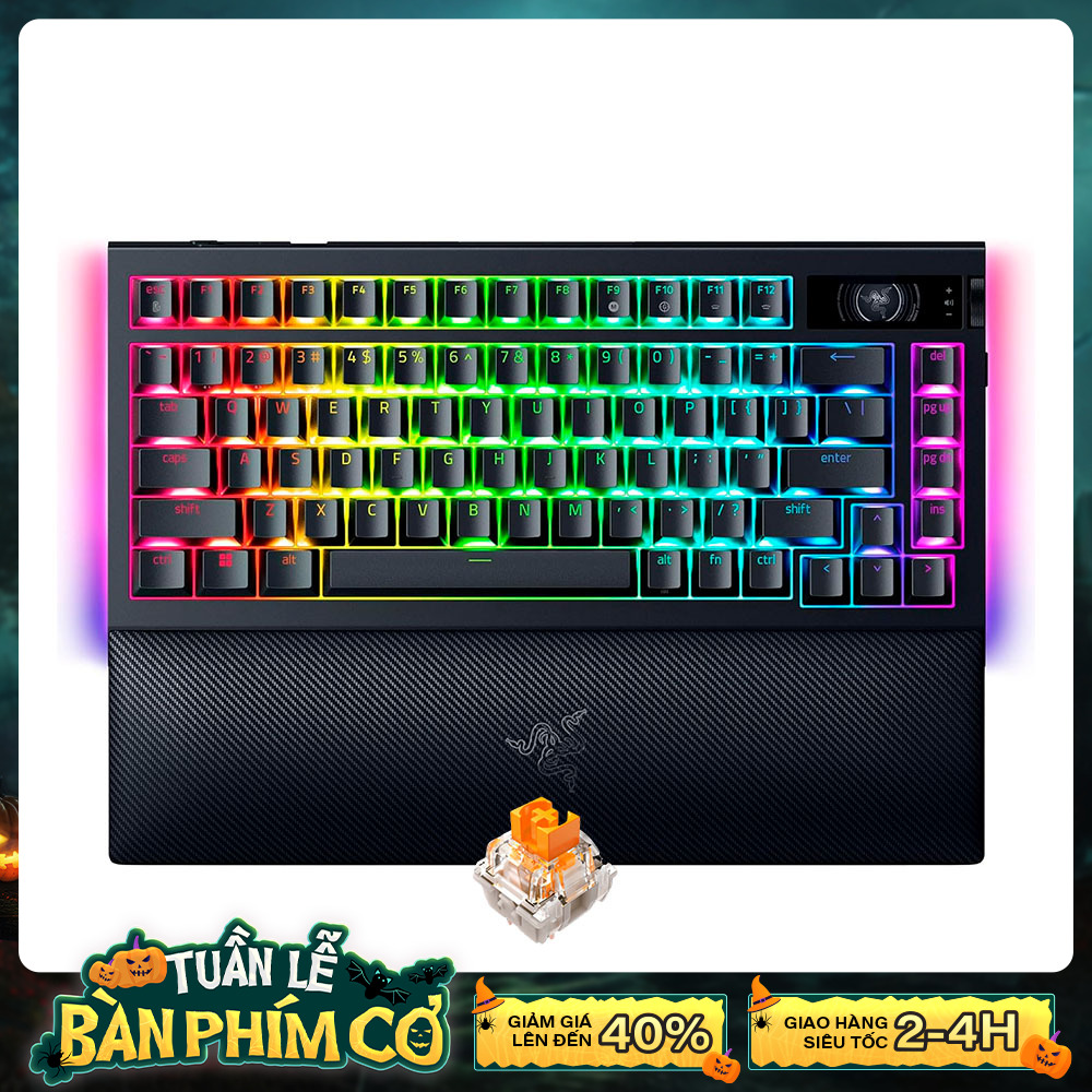 Bàn phím cơ không dây Razer Blackwidow V4 Pro 75% LCD RGB Wireless Hotswap (Razer Sw)