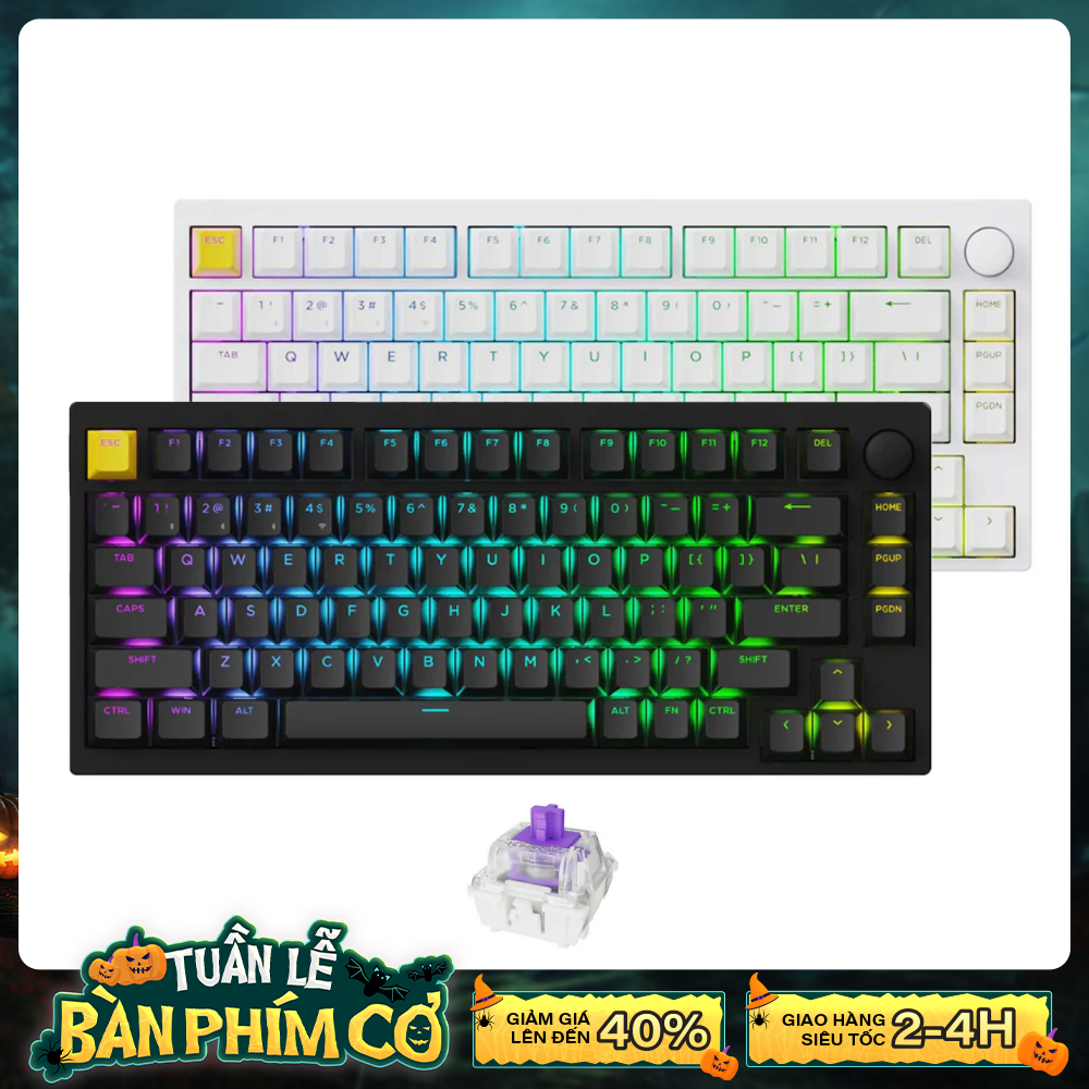 Bàn phím cơ không dây Keychron Lemokey P1 HE Shine Through RGB Hotswap CNC Aluminum (Magnetic Sw)