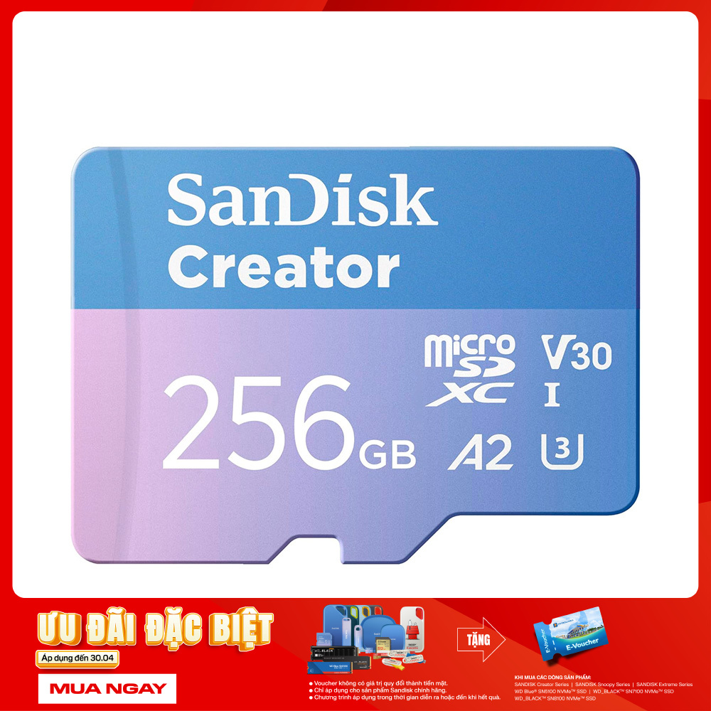 Thẻ nhớ MicroSDXC SanDisk Creator 256GB 190MB/s SDSQXAV-256G-GN6MS