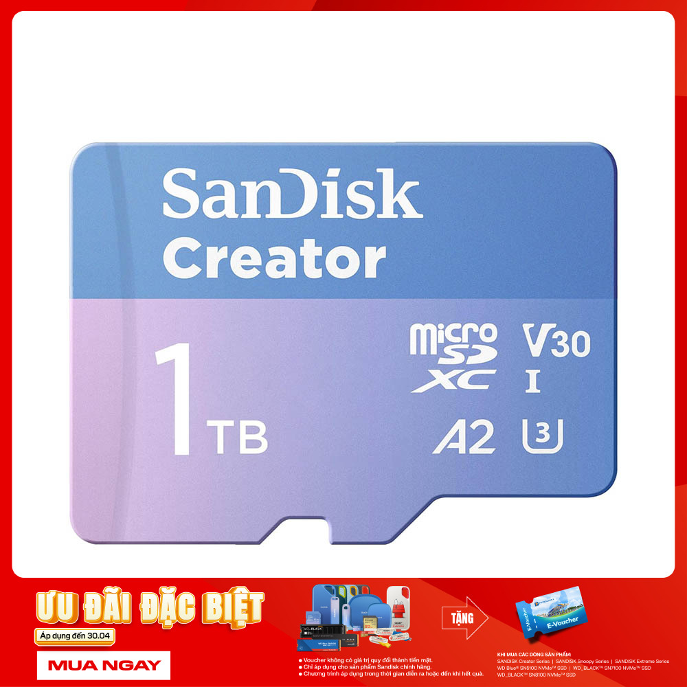 Thẻ nhớ MicroSDXC SanDisk Creator 1TB 190MB/s SDSQXAV-1T00-GN6MS