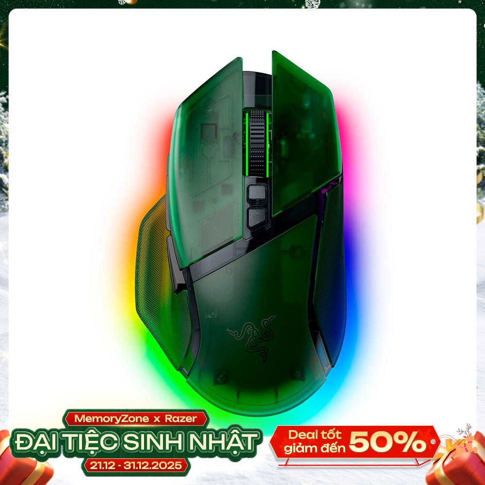 Chuột Gaming không dây Razer Basilisk V3 Pro 35K Phantom Green Edition RZ01-05240300-R3A1
