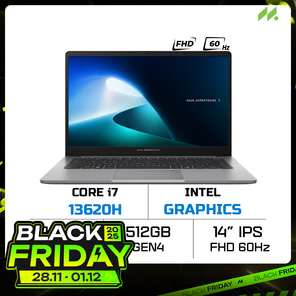 Laptop ASUS ExpertBook P1 P1403CVA-i716-50W (i7-13620H, UHD Graphics, RAM 16GB DDR5, SSD 512GB, 14 Inch IPS FHD 60Hz)