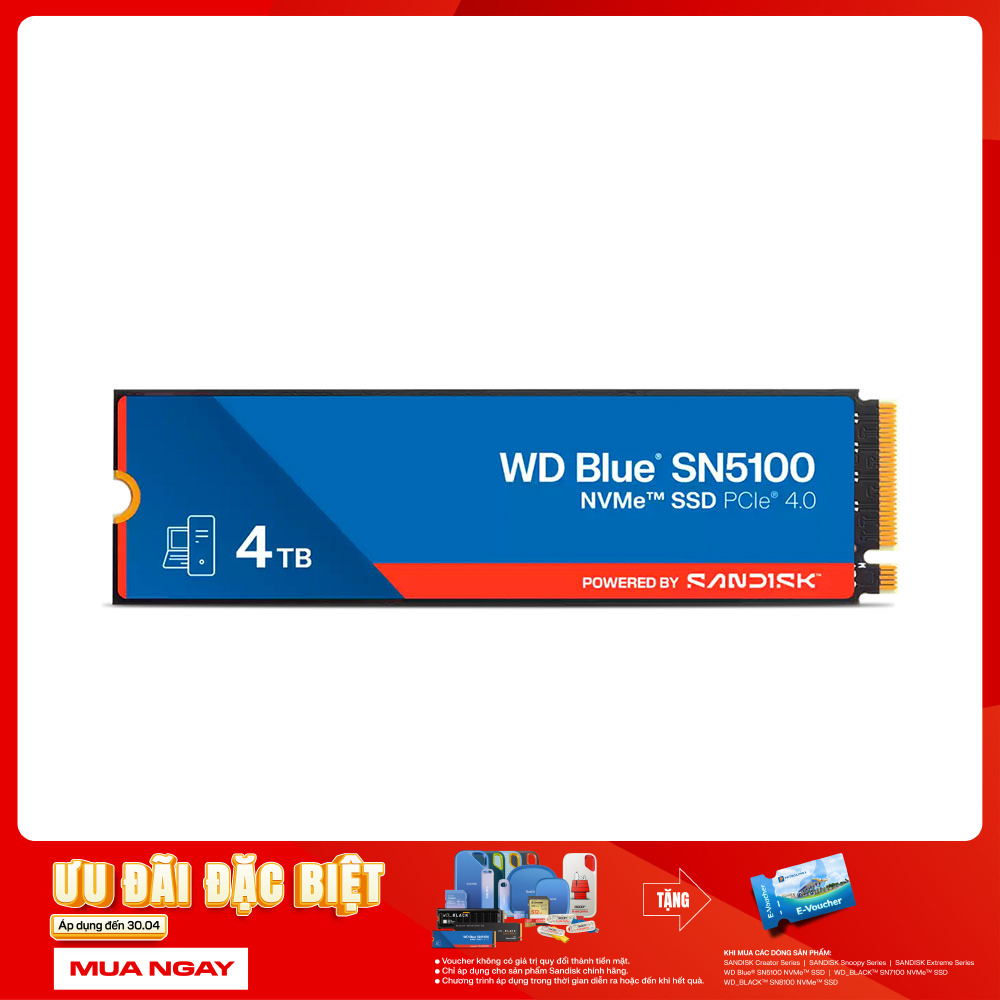 SSD Western Digital Blue SN5100 4TB PCIe Gen4 x4 NVMe M.2 WDS400T5B0E