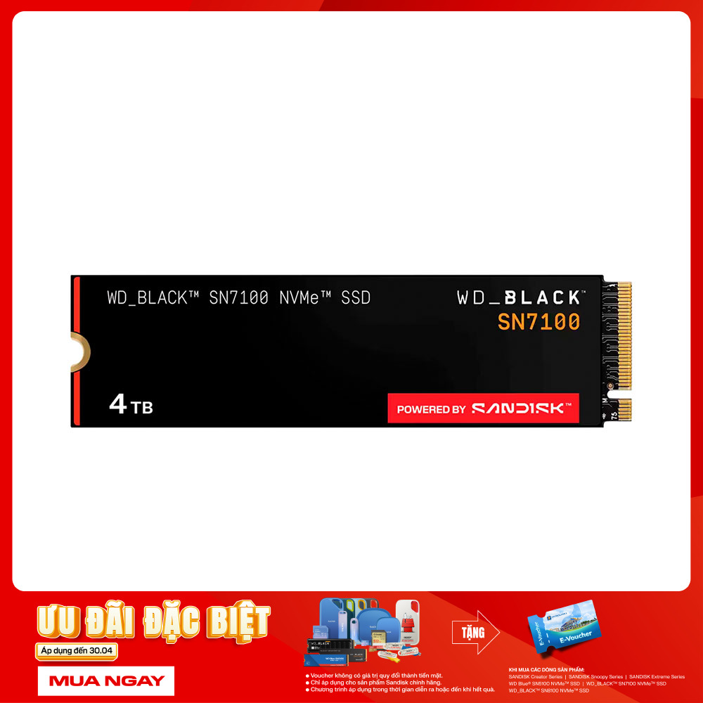 SSD WD Black SN7100 4TB PCIe Gen4 x4 NVMe M.2 WDS400T4X0E