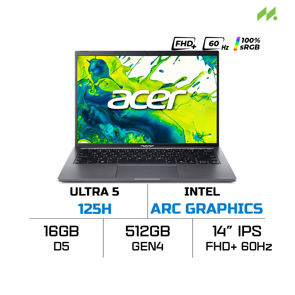 Laptop Acer Aspire Go AG14-71M-57WR NX.JFWSV.001 (Ultra 5 125H, Arc Graphics, RAM 16GB DDR5, SSD 512GB, 14 Inch IPS FHD+ 60Hz 100% sRGB)