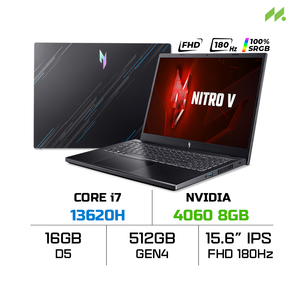 Laptop Acer Nitro V 15 ProPanel ANV15-51-78BG NH.QQESV.00A (i7-13620H, RTX 4060 8GB, RAM 16GB DDR5, SSD 512GB, 15.6 Inch IPS FHD 180Hz 100%sRGB)