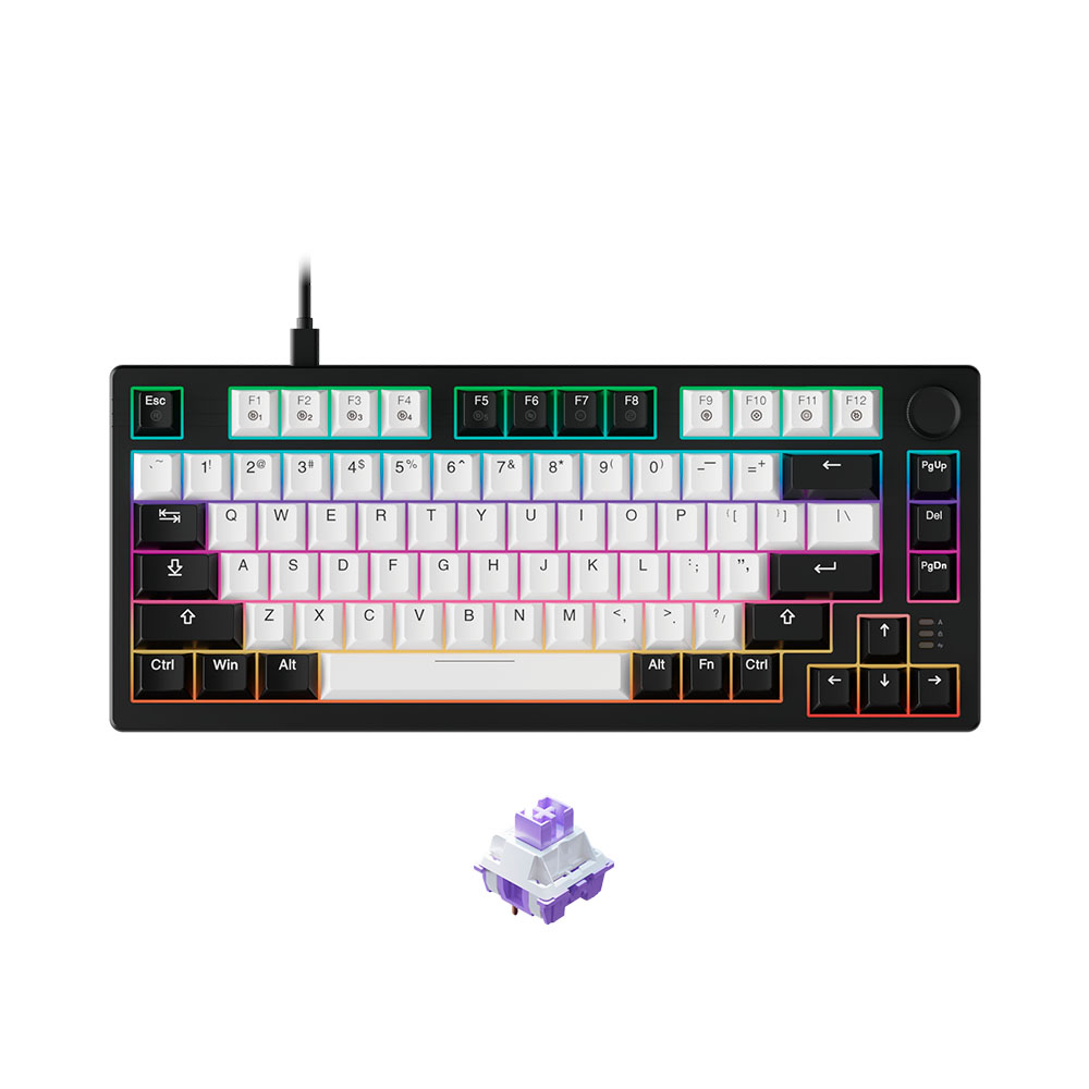 Bàn phím cơ Dareu EK75 White Black PBT Multi Led (Dareu Sw)