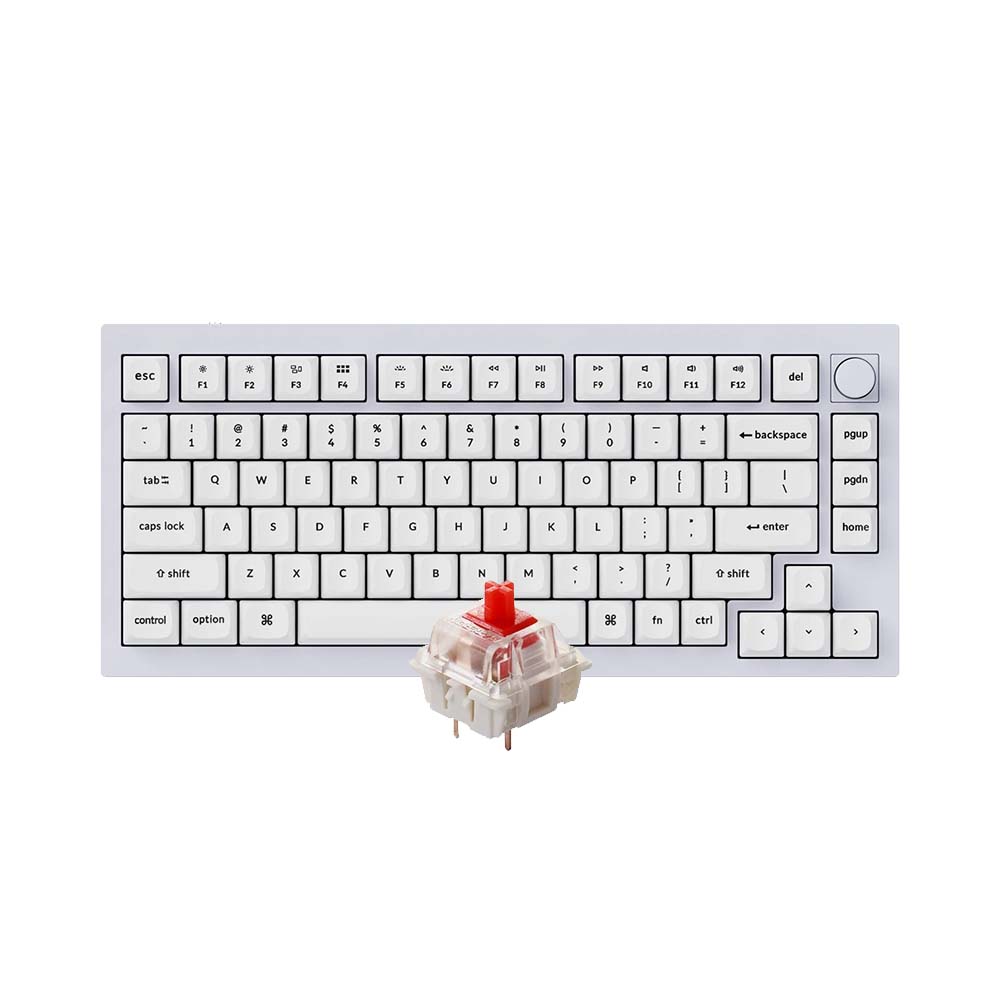 Bàn phím cơ Keychron Q1 version 2 Full Assembled Knob Shell White Gateron G Pro Red Q1-P1