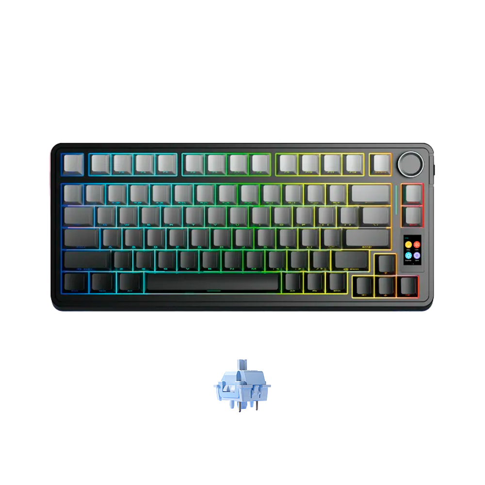 Bàn phím cơ không dây AULA S75 Pro Stellar Black LCD Screen RGB Hotswap (Huano Sw)