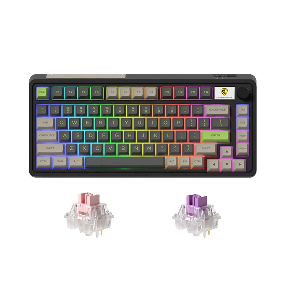 Bàn phím cơ không dây FL-Esports CMK75 SAM Desert Grey 3 Mode Led RGB HotSwap FLCMMK Ice Switch Pink/Violet