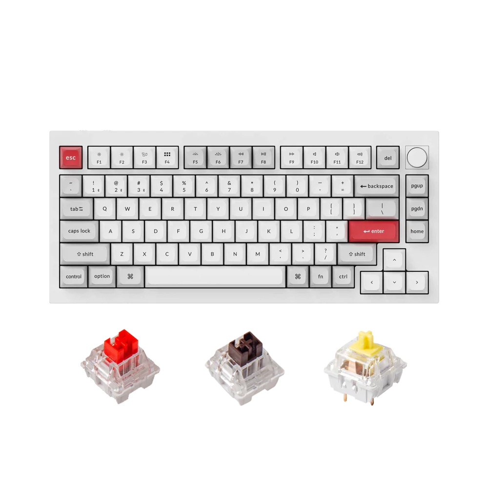 Bàn phím cơ không dây Keychron Q1 Pro Shell White RGB Knob Hotswap (Keychron K Pro Sw)