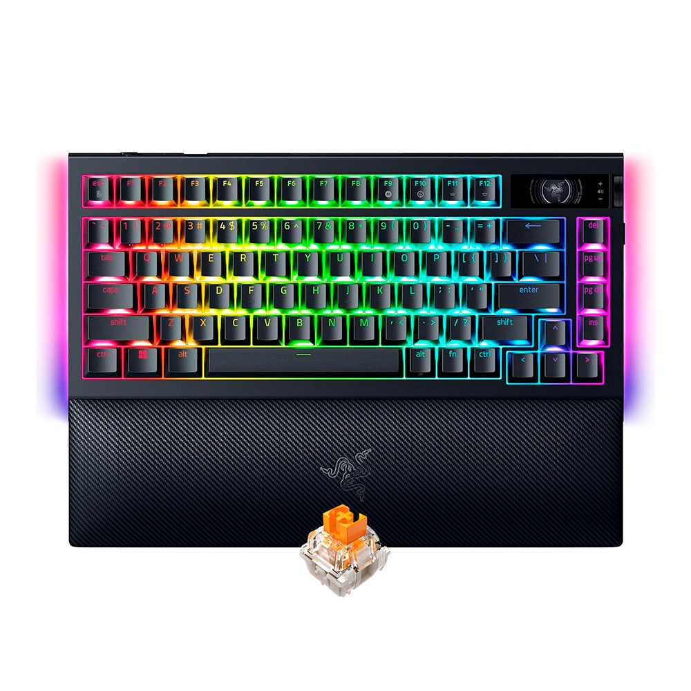 Bàn phím cơ không dây Razer Blackwidow V4 Pro 75% LCD RGB Wireless Hotswap (Razer Sw)