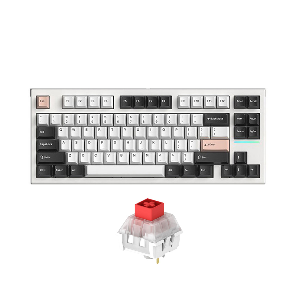 Bàn phím cơ không dây FL-Esports FL750 CPM White Olivia 3 Mode Led RGB HotSwap Kailh BOX V2 Switch Red