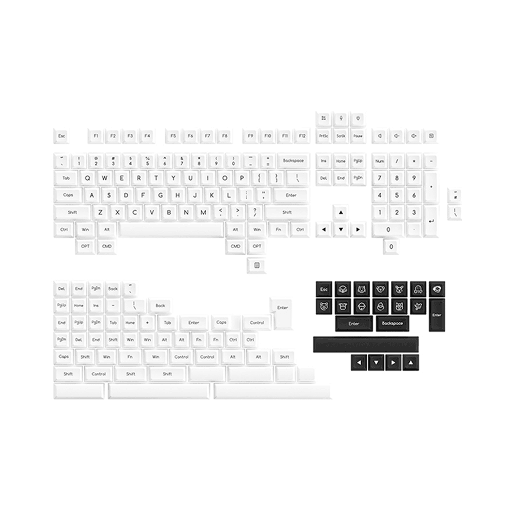Bộ Keycap Akko Black on White ABS Double-Shot SAL Profile