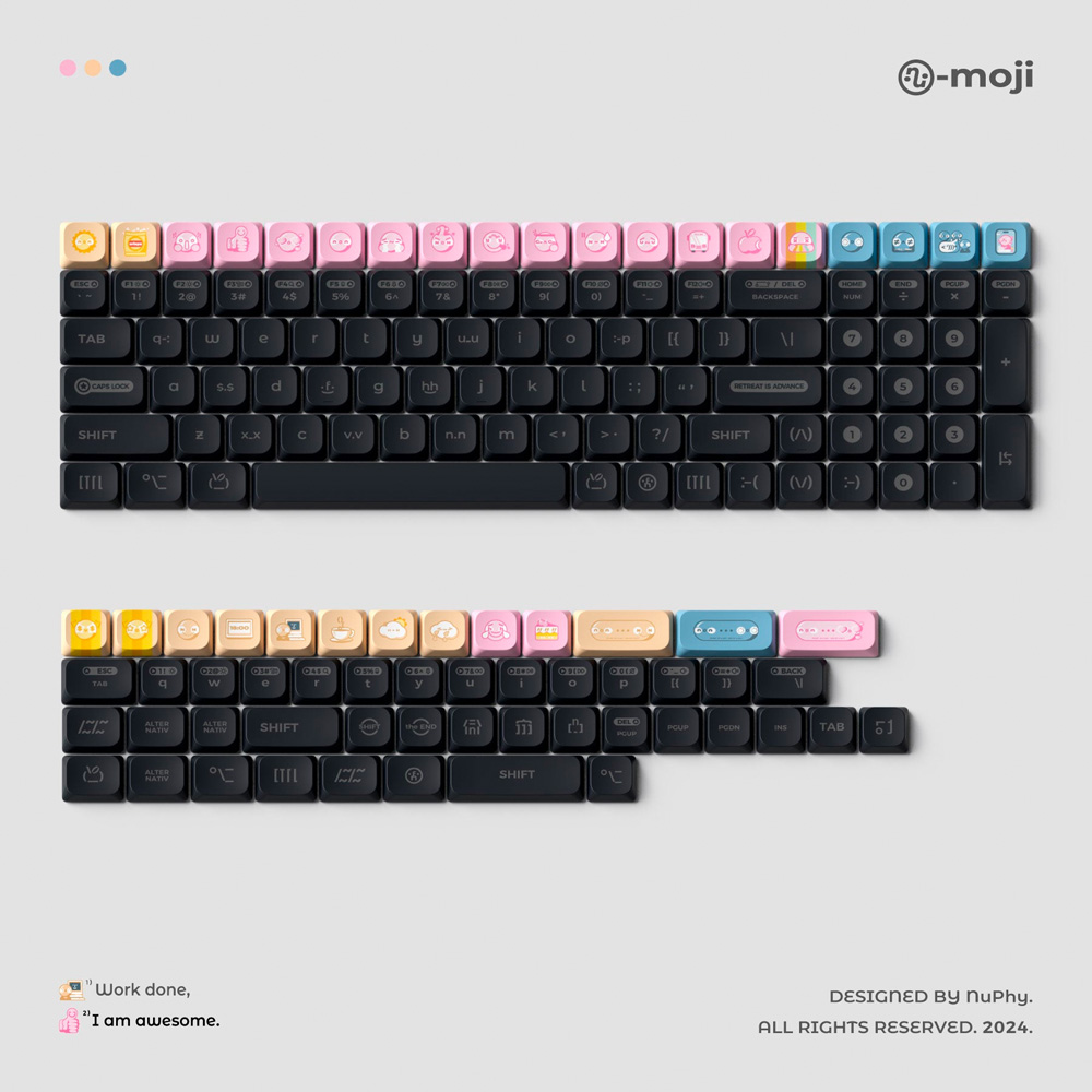 Bộ Keycap NuPhy Numoji Dark PBT Dye-sub nSA Profile for Low-Profile