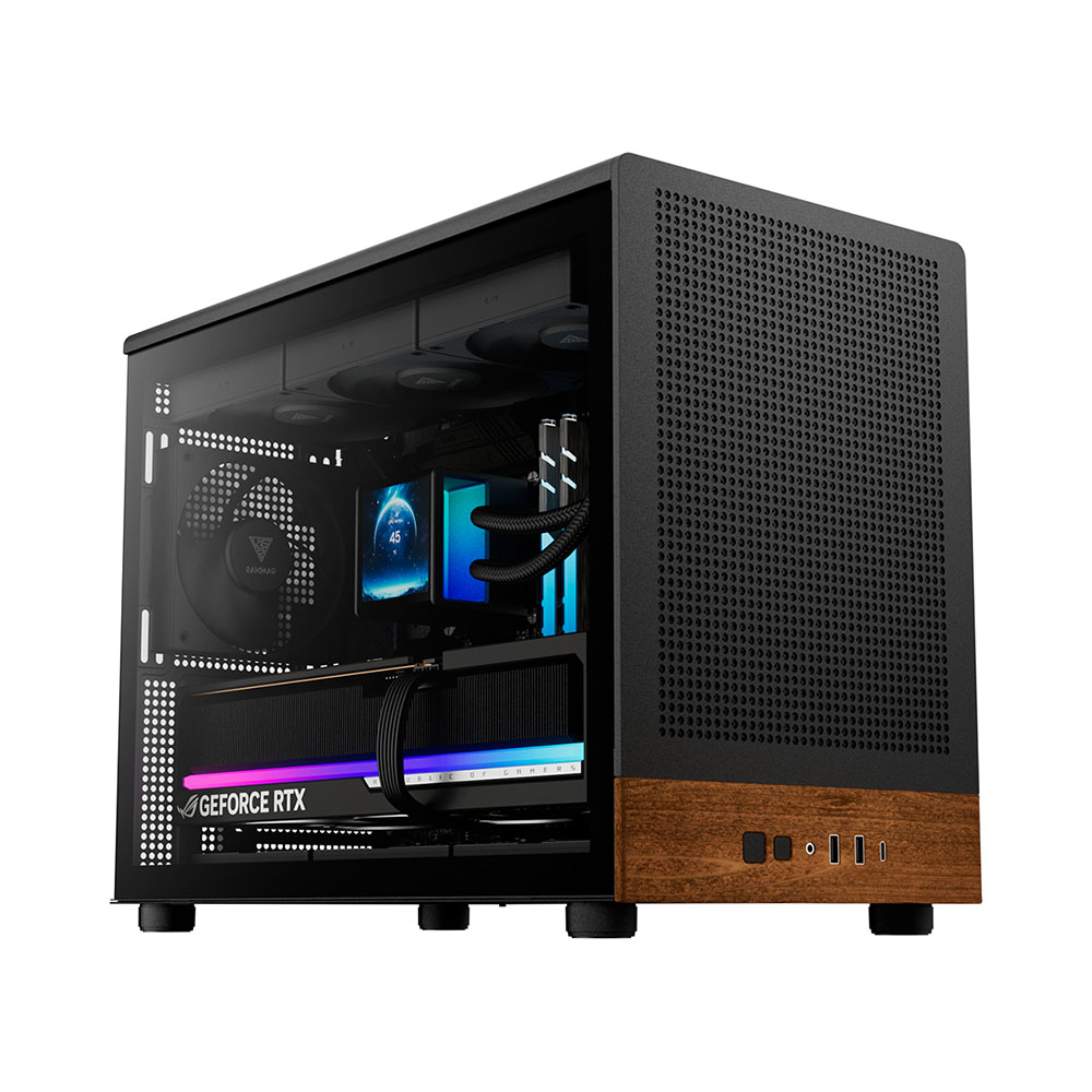 Case máy tính Gamdias ATHENA M4M WOOD Black ARGB CAATHEM4MWBLGA