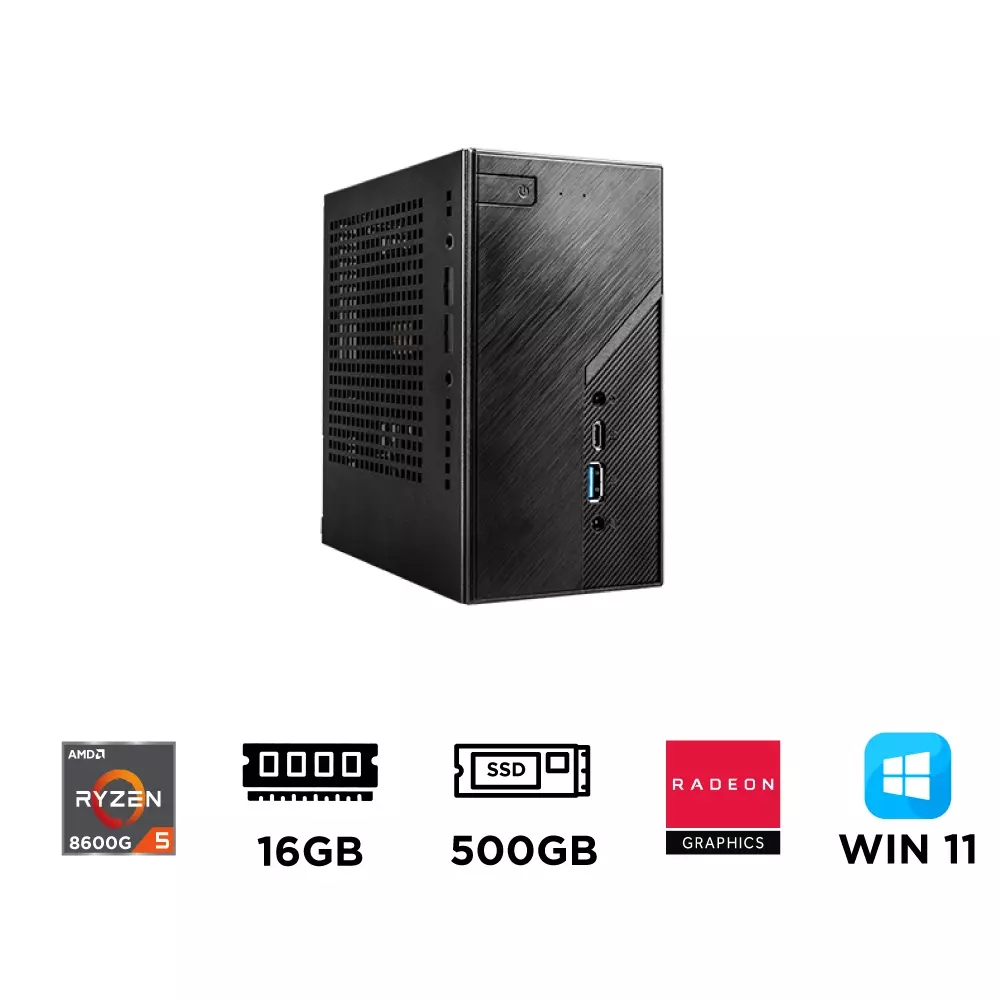 Mini PC ASRock DeskMini X600 ST-AX8600G (Ryzen 5 8600G, Ram DDR5, SSD 500GB, Win 11)