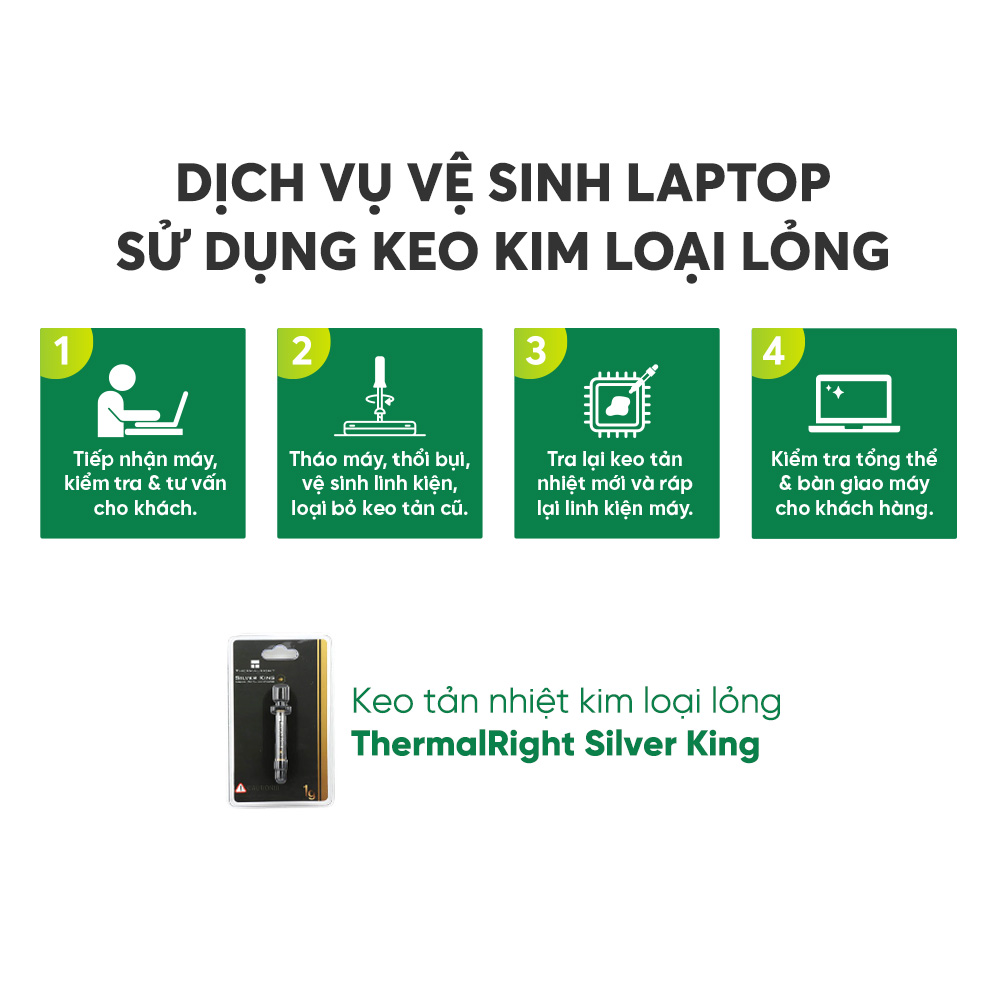 Dịch vụ Vệ sinh Laptop Chuyên nghiệp sử dụng Keo Kim loại lỏng