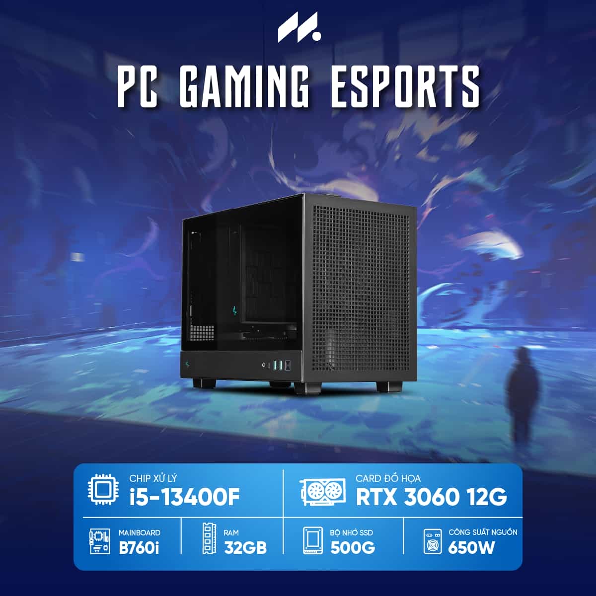 PC Gaming Esports ITX I5-3060 ( i5-14400F, RTX 3060 12GB, RAM 32GB, SSD 500GB, 650W, WIN11 )