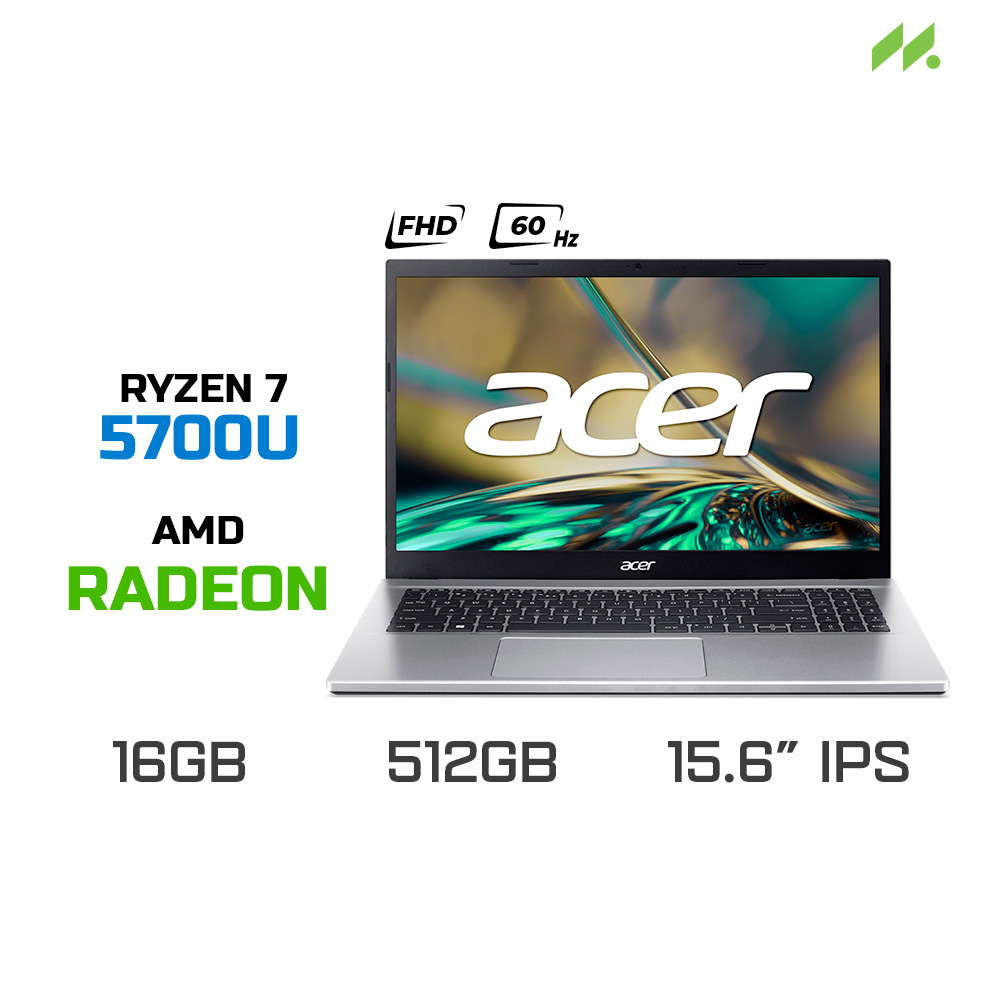 Laptop Acer Aspire 3 A315-44P-R5QG (Ryzen 7 5700U, Radeon Graphics, RAM 16GB DDR4, SSD 512GB, 15.6 Inch IPS FHD 60Hz)