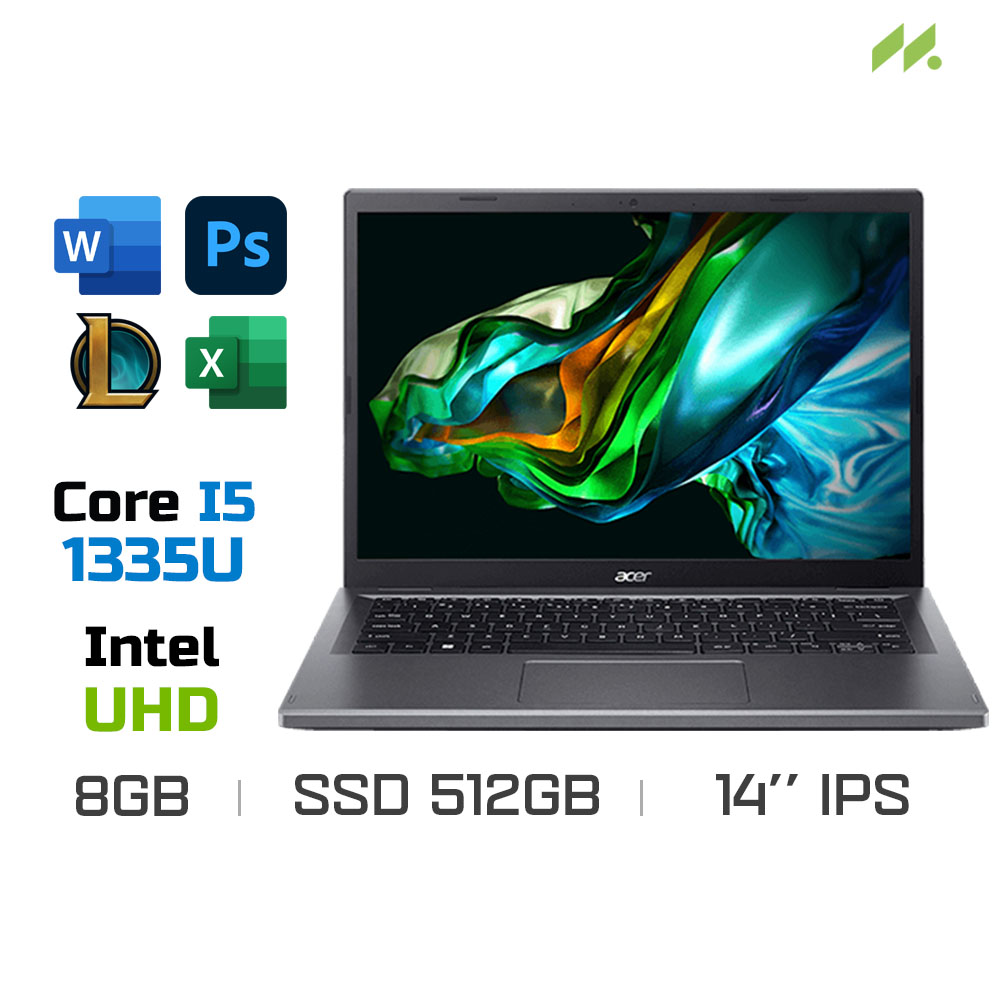 Laptop Acer Aspire 5 A514-56P-562P NX.KHRSV.008 (i5-1335U, UHD Graphics, Ram 8GB LPDDR5, SSD 512GB, 14 Inch IPS WUXGA)