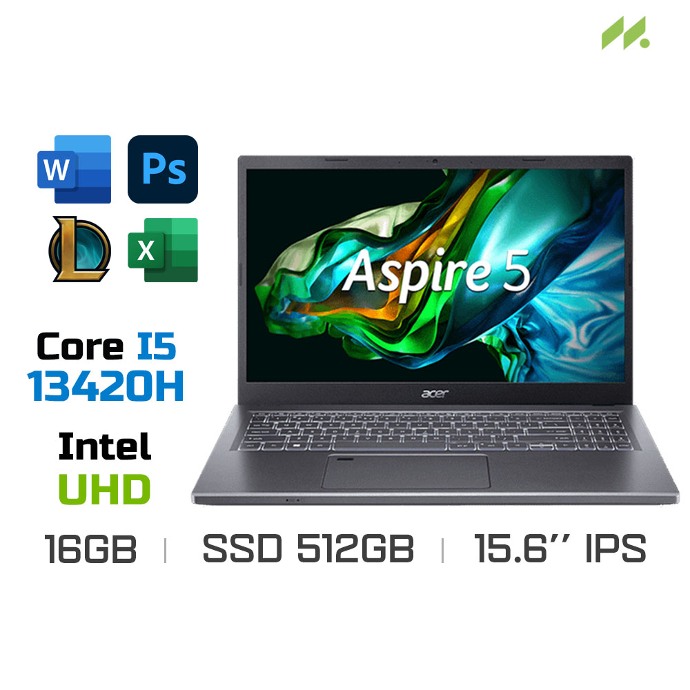 Laptop Acer Aspire 5 A515-58M-56YX NX.KQ8SV.005 (i5-13420H, UHD Graphics, Ram 16GB LPDDR5, SSD 512GB, 15.6 Inch IPS FHD)
