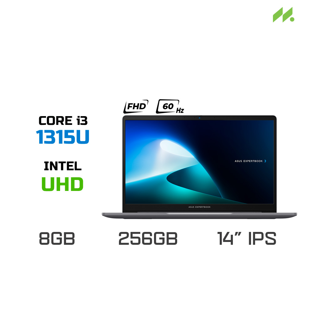 Laptop ASUS ExpertBook P1 P1403CVA-i308256-50W (i3-1315U, UHD Graphics, RAM 8GB DDR5, SSD 256GB, 14 Inch IPS FHD 60Hz)