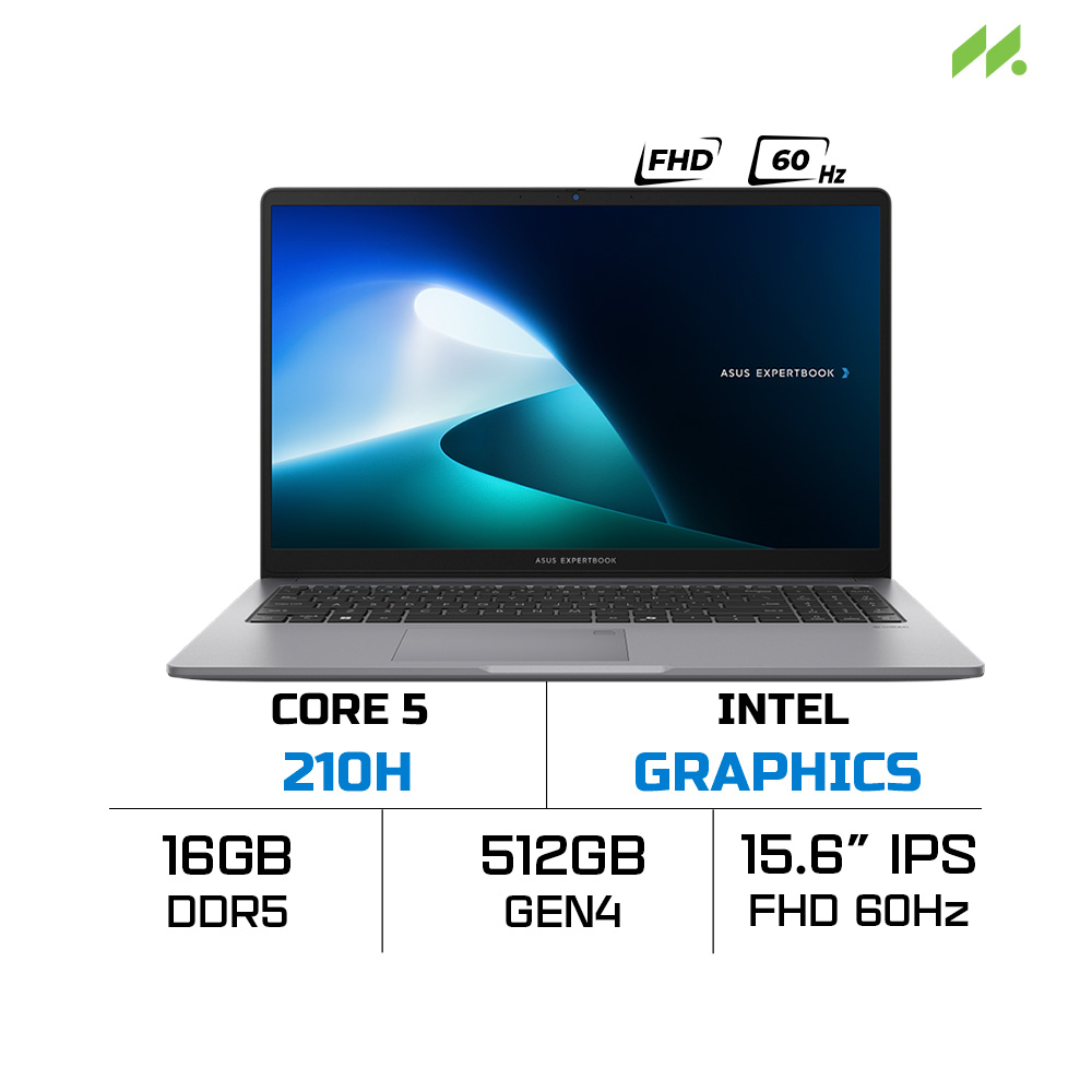 Laptop ASUS ExpertBook P1 P1503CVA-C5H16-50W (Core 5 210H, Intel Graphics, RAM 16GB DDR5, SSD 512GB, 15.6 Inch IPS FHD 60Hz, Win 11 Home)