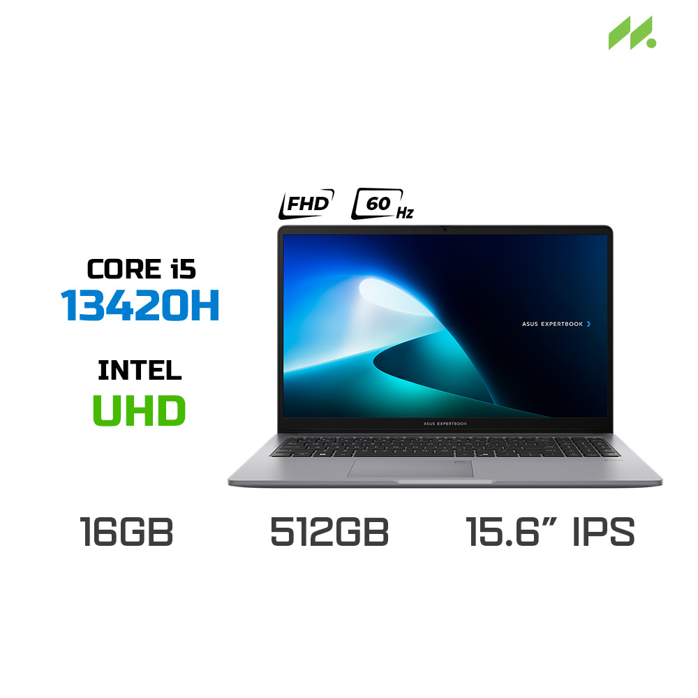 Laptop ASUS ExpertBook P1 P1503CVA-i516-50W (i5-13420H, UHD Graphics, RAM 16GB DDR5, SSD 512GB, 15.6 Inch IPS FHD 60Hz)