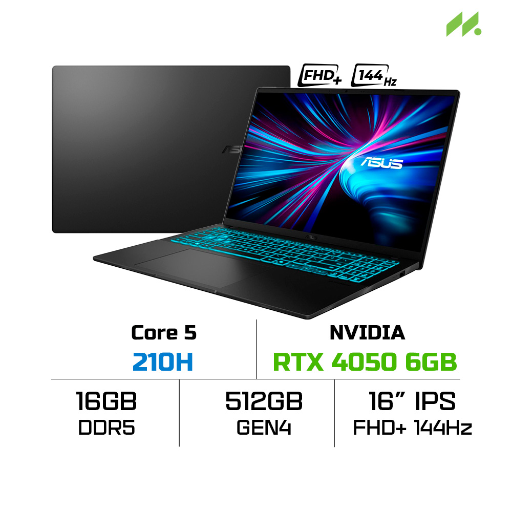 Laptop ASUS Gaming V16 V3607VU-RP343W (Core 5 210H, RTX 4050 6GB, Ram 16GB DDR5, SSD 512GB, 16 Inch IPS WUXGA 144Hz)