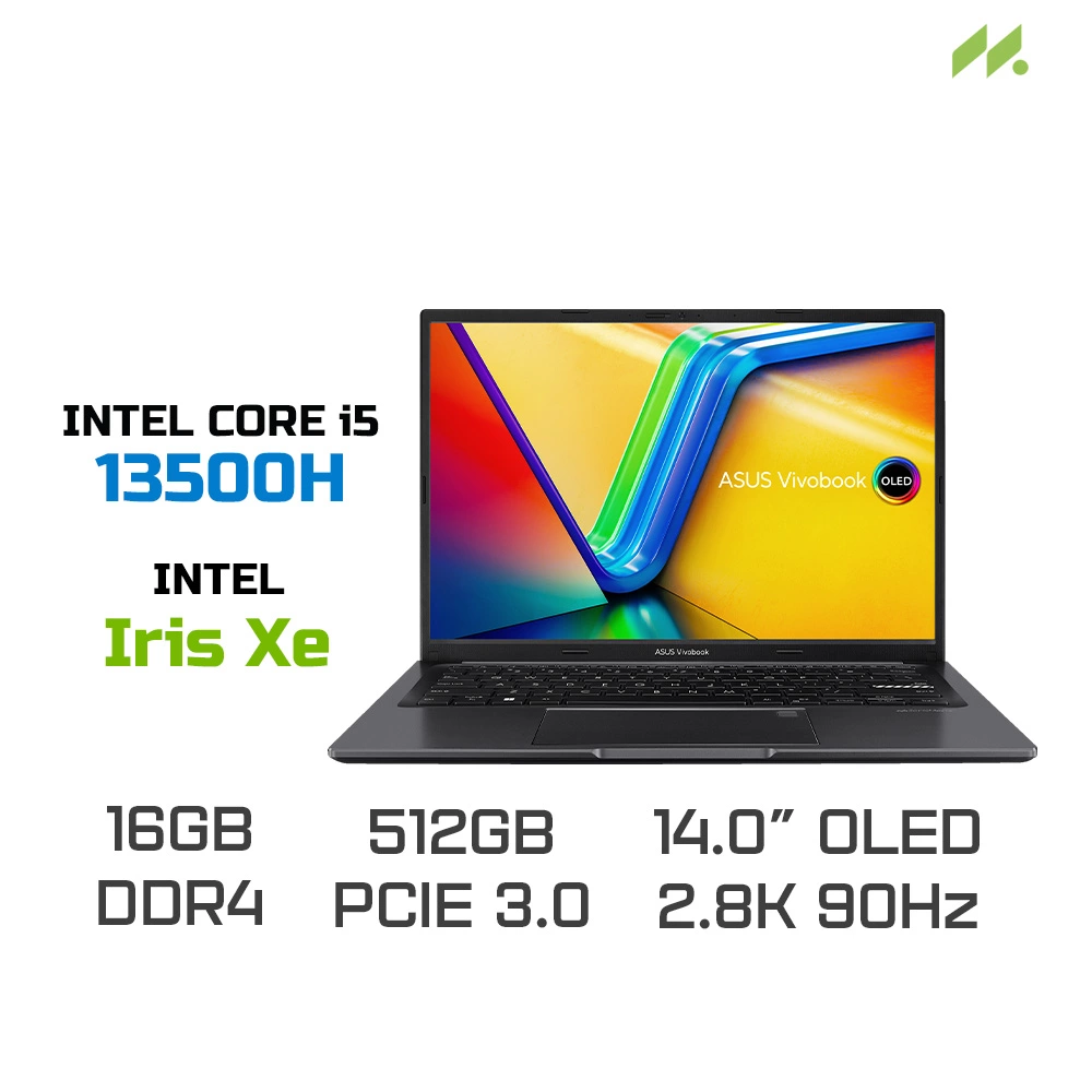 Laptop ASUS Vivobook 14 OLED A1405VA-KM257W (i5-13500H, Iris Xe Graphics, RAM 16GB, SSD 512GB, 14 Inch 2.8K OLED 90Hz 100% DCI-P3, Win 11)