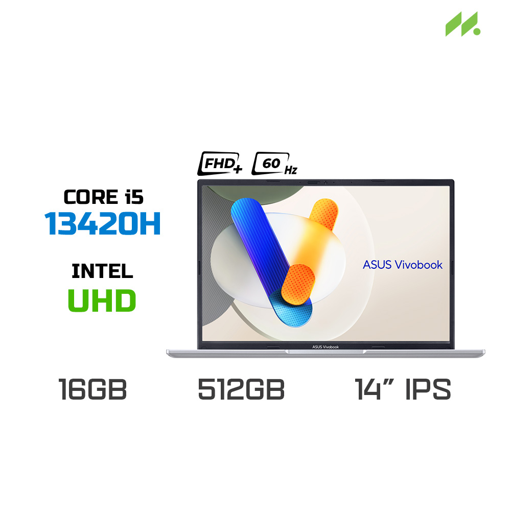 Laptop Asus Vivobook 14 X1405VA-LY623W (i5-13420H, UHD Graphics, RAM 16GB DDR4, SSD 512GB, 14 Inch IPS WUXGA 60Hz, Win 11)
