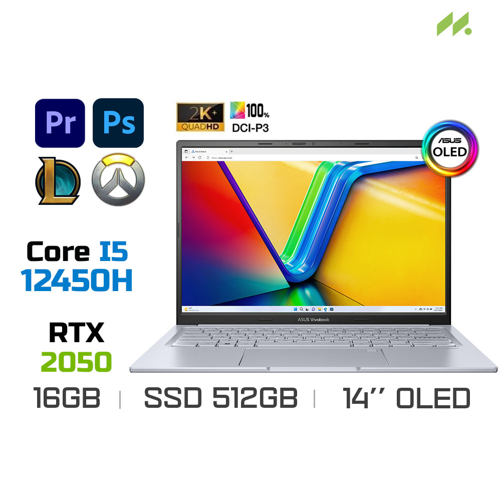 Laptop Asus Vivobook 14X OLED K3405ZF-KM086W (i5-12450H, RTX 2050, Ram 16GB DDR4, SSD 512GB, 14 Inch OLED 2.8K)
