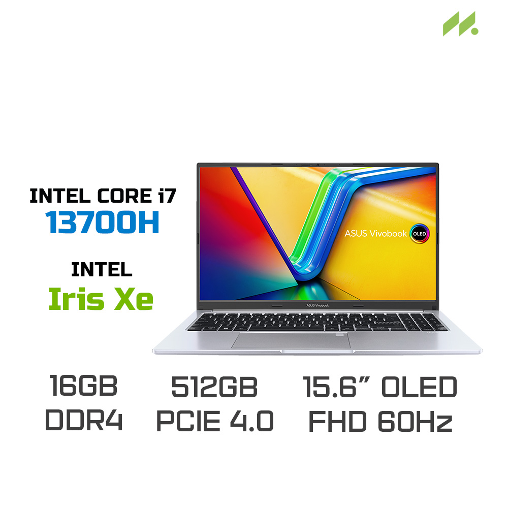 Laptop ASUS Vivobook 15 OLED A1505VA-L1491W (i7-13700H, Iris Xe Graphics, RAM 16GB, SSD 512GB, 15.6 Inch OLED FHD 60Hz)