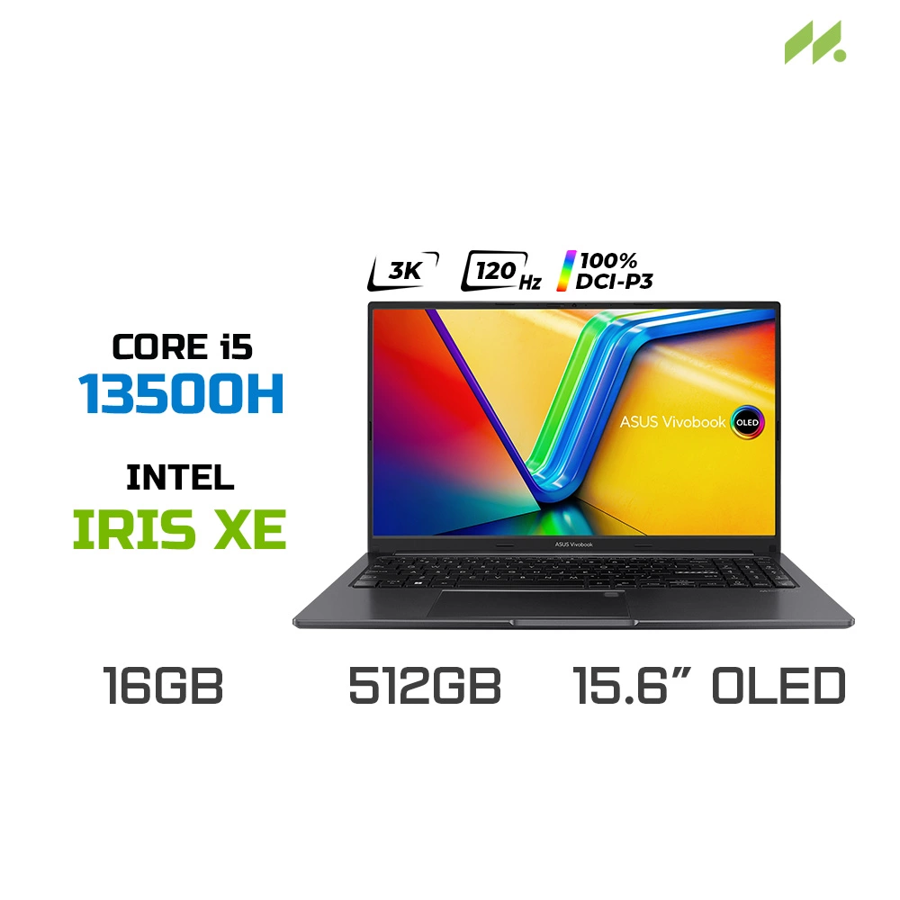 Laptop ASUS Vivobook 15 OLED A1505VA-MA468W (i5-13500H, Iris Xe Graphics, RAM 16GB DDR4, SSD 512GB, 15.6 Inch OLED 3K 120Hz 100% DCI-P3)