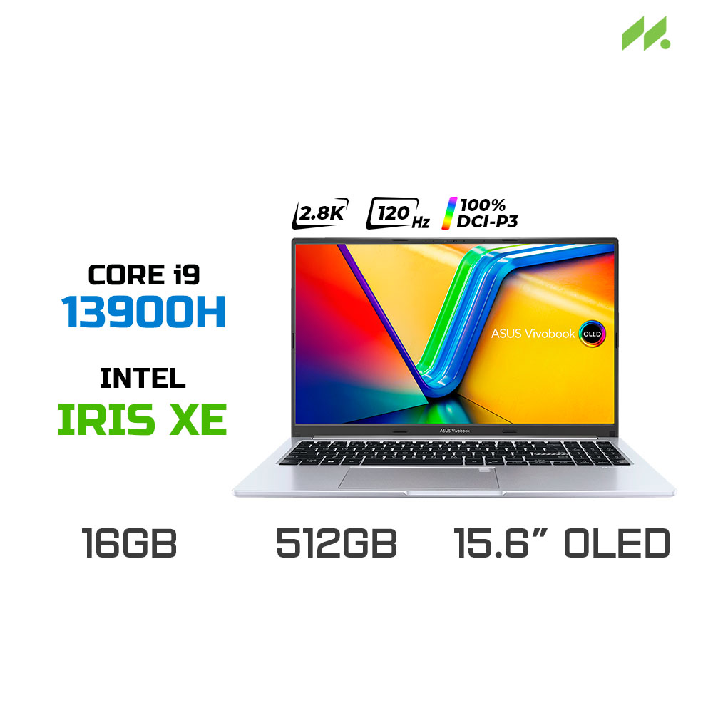 Laptop ASUS Vivobook 15 OLED A1505VA-MA469W (i9-13900H, Iris Xe Graphics, RAM 16GB DDR4, SSD 512GB, 15.6 Inch OLED 2.8K 120Hz 100% DCI-P3, Win 11)