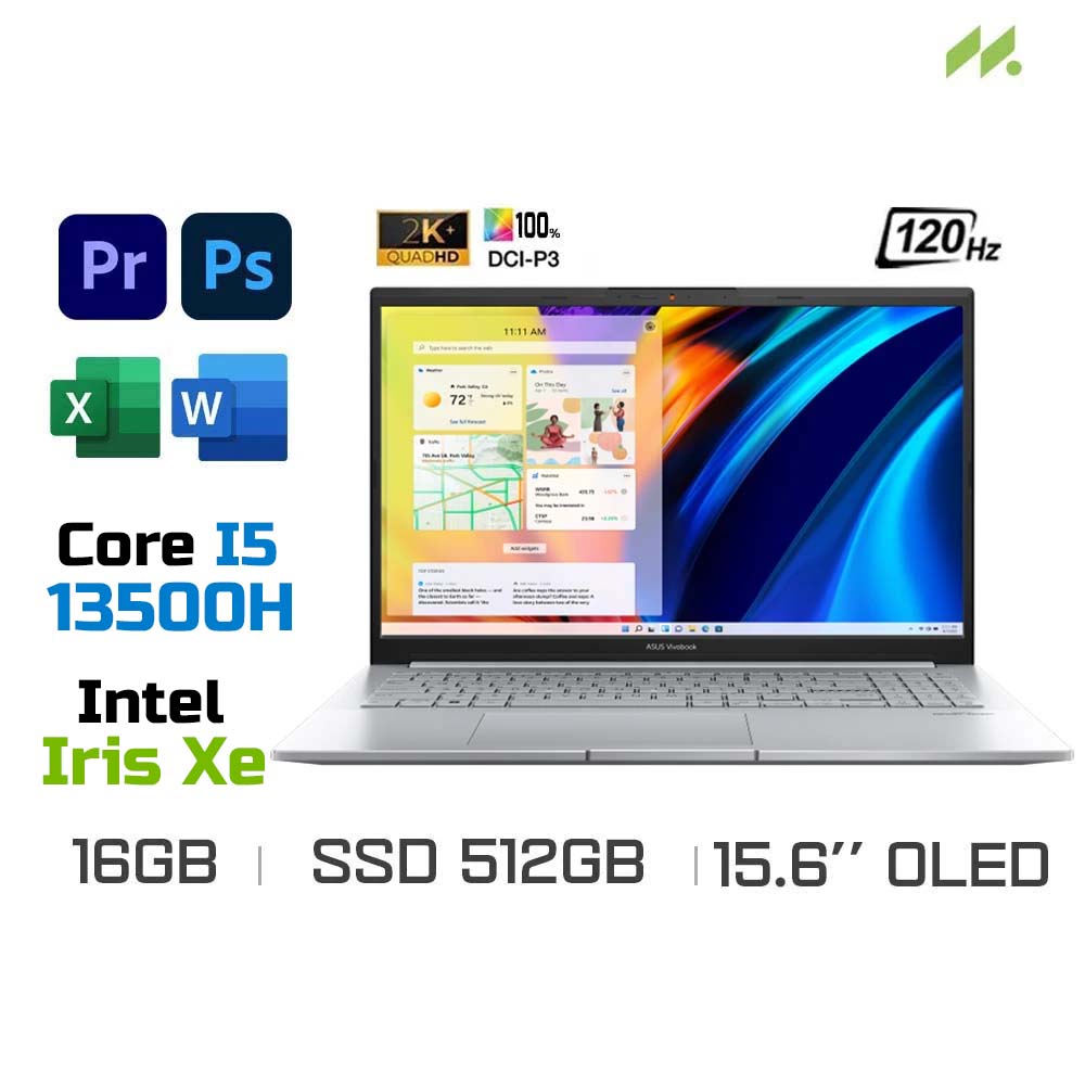 Laptop Asus Vivobook Pro 15 OLED K6502VU-MA089W (i5-13500H, Iris Xe Graphics, Ram 16GB DDR5, SSD 512GB, 15.6 Inch OLED 120Hz 2.8K)