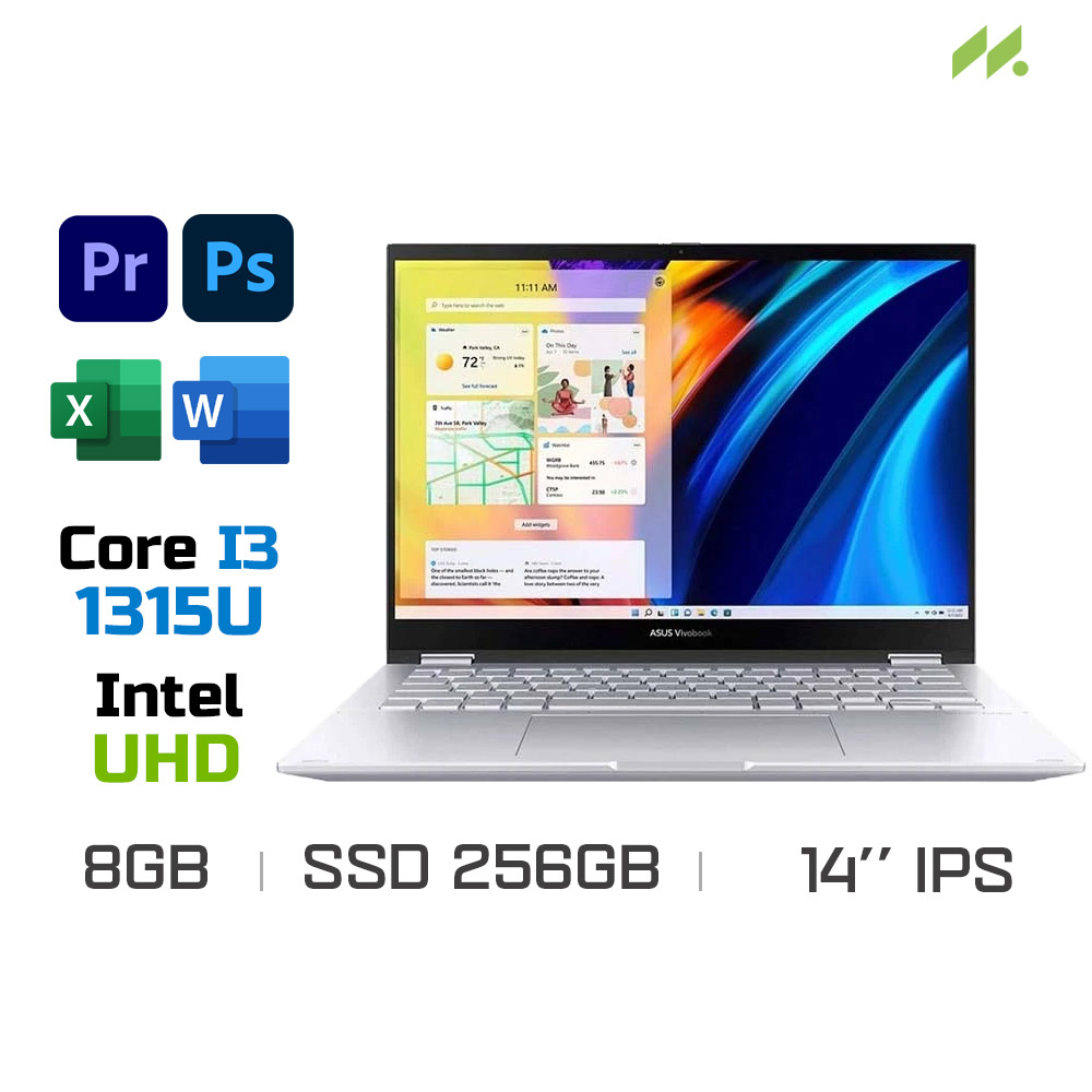 Laptop Asus Vivobook S 14 Flip TP3402VA-LZ025W (i3-1315U, UHD Graphics, Ram 8GB DDR4, SSD 256GB, 14 Inch IPS WUXGA TouchScreen)