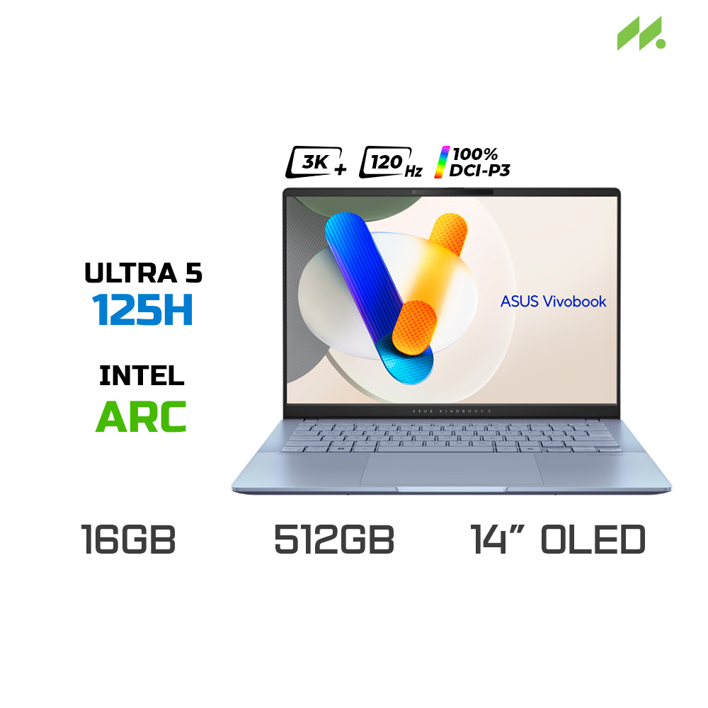 Laptop ASUS Vivobook S 14 OLED S5406MA-PP046WS (Ultra 5 125H, Arc Graphics, RAM 16GB LPDDR5X, SSD 512GB, 14 Inch OLED 3K 120Hz 100% DCI-P3)