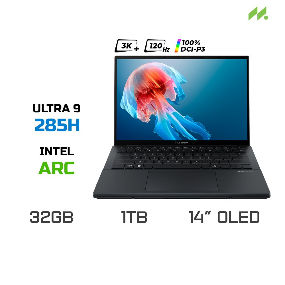 Laptop ASUS Zenbook Duo UX8406CA-PZ109WS (Ultra 9 285H, Arc Graphics, RAM 32GB LPDDR5X, SSD 1TB, Touch Screen, 14 Inch 3K OLED 120Hz 100% DCI-P3)