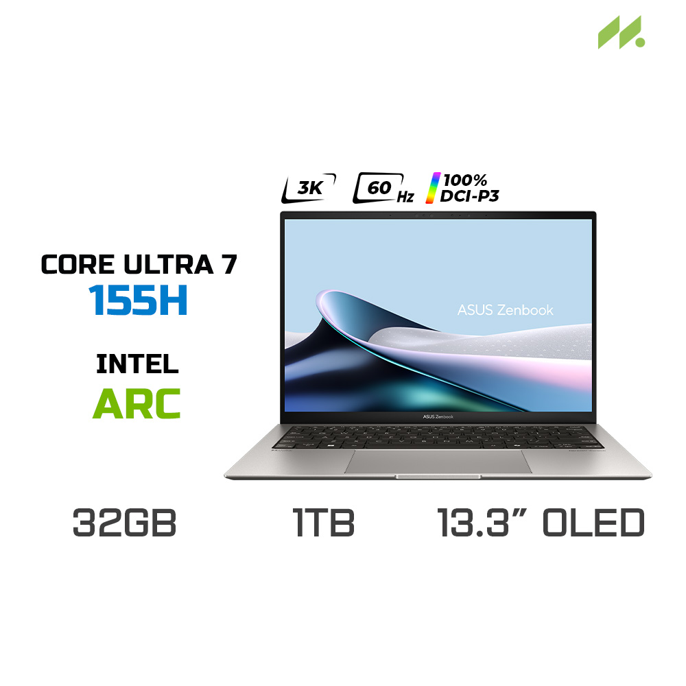 Laptop ASUS Zenbook S 13 OLED UX5304MA-NQ117W (Ultra 7 155H, Arc Graphics, RAM 32GB LPDDR5X, SSD 1TB, 13.3 Inch OLED 3K 100% DCI-P3)