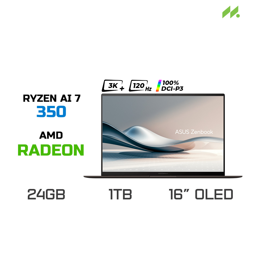 Laptop ASUS Zenbook S 16 UM5606KA-RK113WS (Ryzen AI 7 350, Radeon Graphics, Ram 24GB LPDDR5X, SSD 1TB, 16 Inch OLED 3K 120Hz 100% DCI-P3, Win11/OFFICE2024)