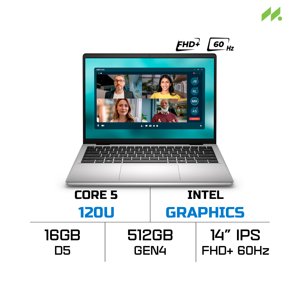 Laptop Dell 14 DC14250-DC4C5386W (Core 5 120U, Intel Graphics, RAM 16GB DDR5, SSD 512GB, 14 inch IPS FHD+ 60Hz, Win 11 Home/Office HS 24)