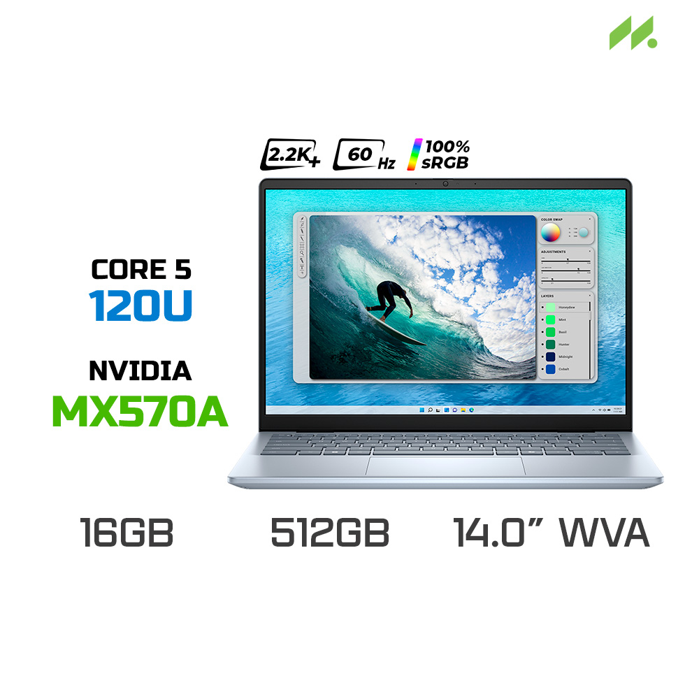 Laptop Dell Inspiron 14 5440 N5440-C5U165W11IBD2 (Core 5 120U, MX570A 2GB, RAM 16GB DDR5, SSD 512GB, 14 Inch WVA 2.2K 60Hz 100% sRGB, Win11/Office HS 21)