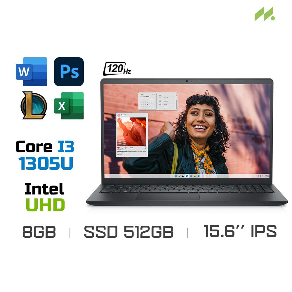 Laptop Dell Inspiron 15 3530 N3530-i3U085W11BLU (i3-1305U, UHD Graphics, Ram 8GB DDR4, SSD 512GB, 15.6 Inch IPS 120Hz FHD, Win11/Office HS 21)