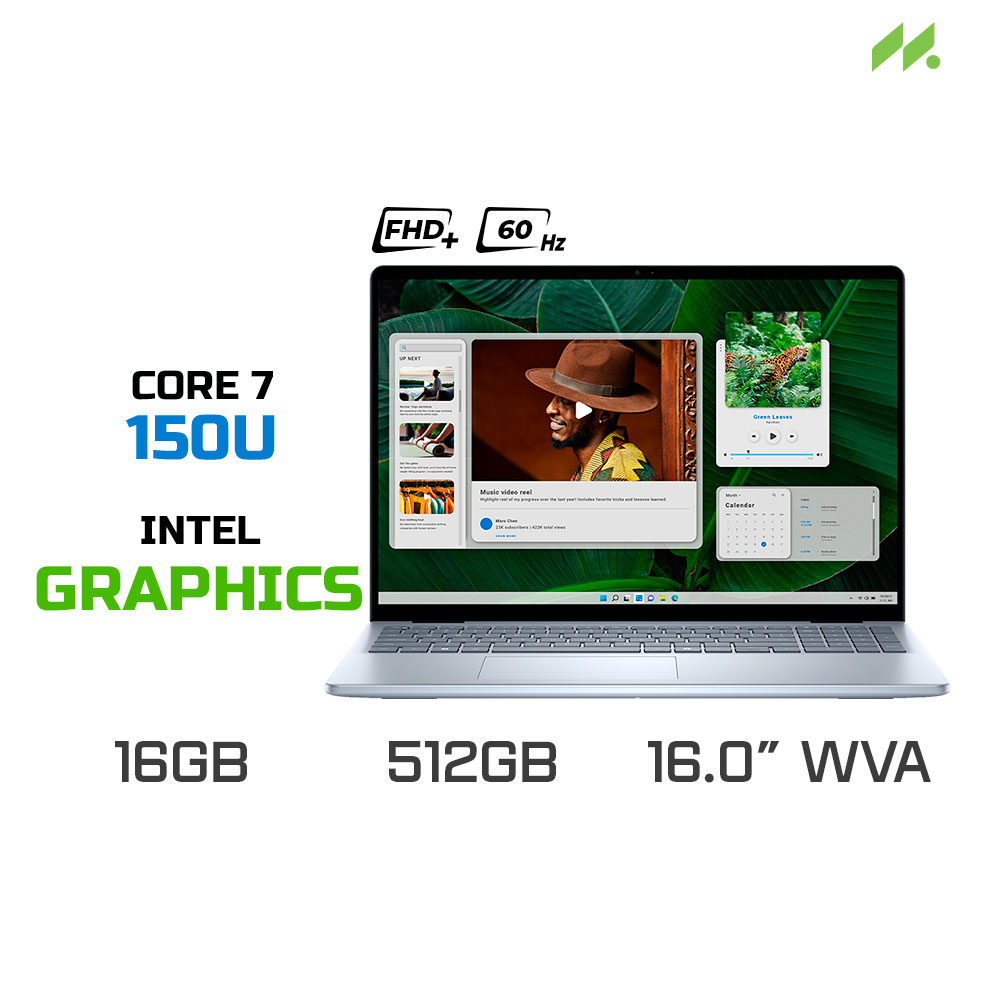 Laptop Dell Inspiron 16 5640 N5640-C7U161W11IBU (Core 7 150U, Intel Graphics, RAM 16GB DDR5, SSD 512GB, 16 Inch WVA FHD+ 60Hz, Win11/Office HS 21)